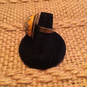Vintage Button Ring -Adjustable